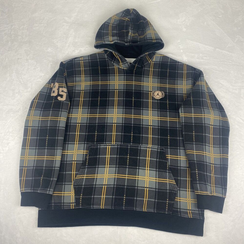 Jordan Hoodie and Sweatpant Set Mens Extra Large Black Gold Plaid Logo Casual